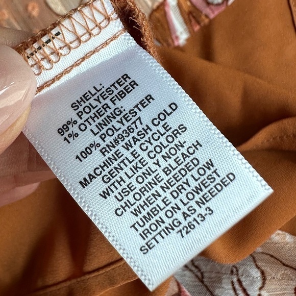 Ryegrass 1X High Neck Long Sleeve Swiss dot Dress Mod Retro Rust Brown Floral - Picture 6 of 7